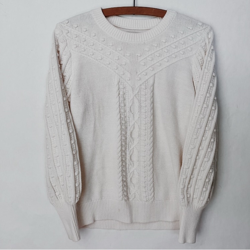 LOFT Cream Cable Knit Sweater